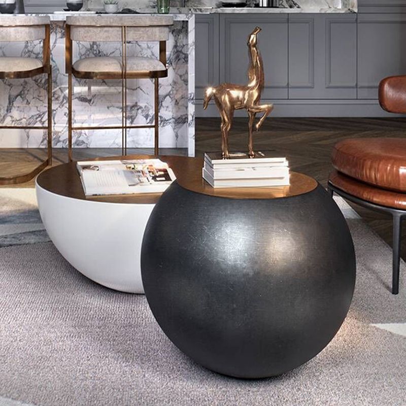 Abstract Coffee Cocktail Table with Trunk Storage Modern Round Glass Top