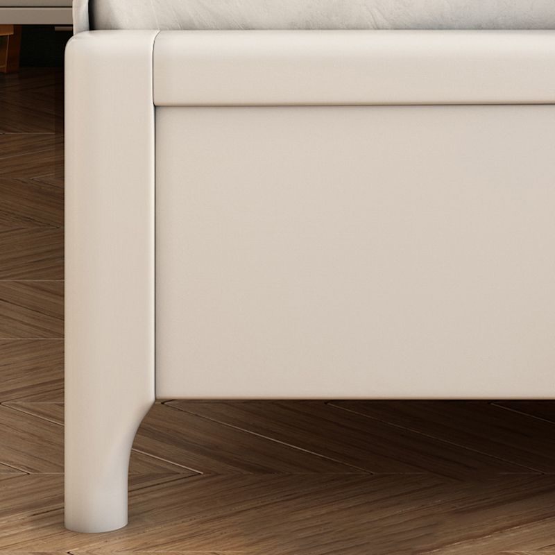 Contemporary White Wood Standard Bed, Rectangular Panel Headboard Bed