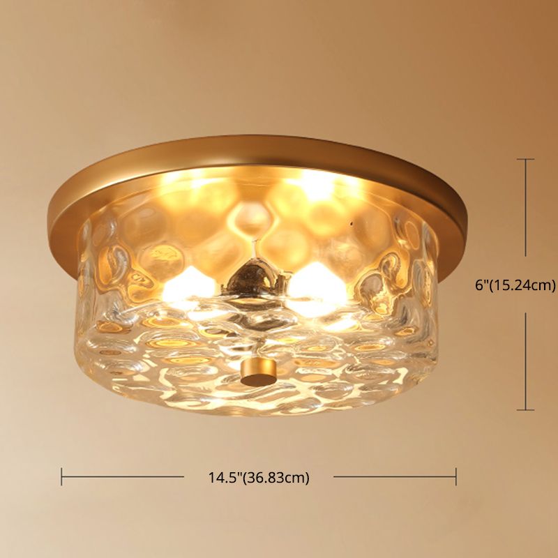 Traditional Colonial Style Ceiling Light with Glass Shade 1 Light Polyhedron Flush-mount Light for Bedroom
