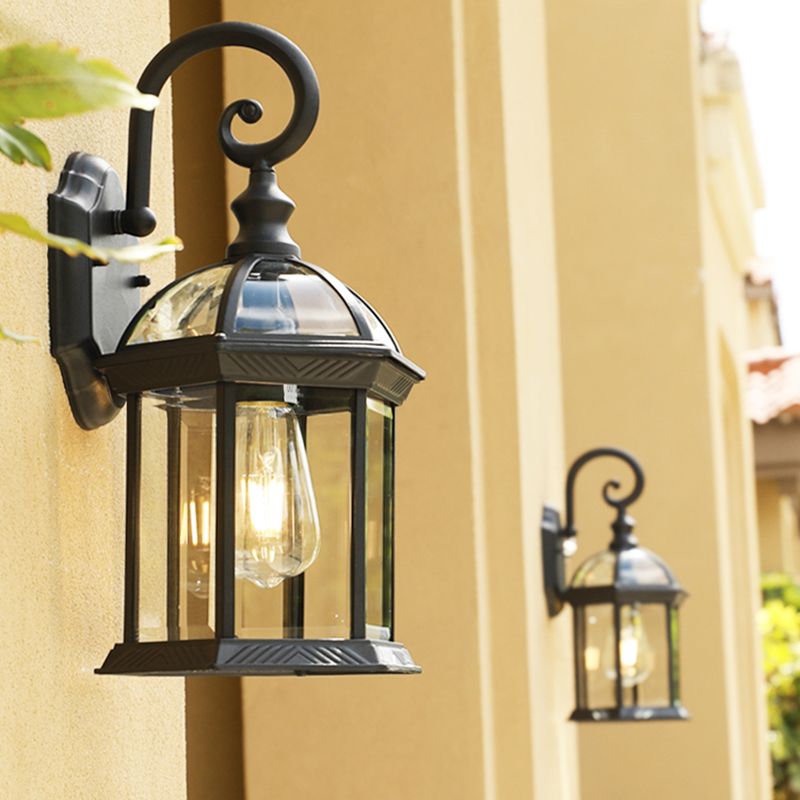 1-Light Rectangular Wall Sconce Modern Simple Style Glass Wall Lighting in Black