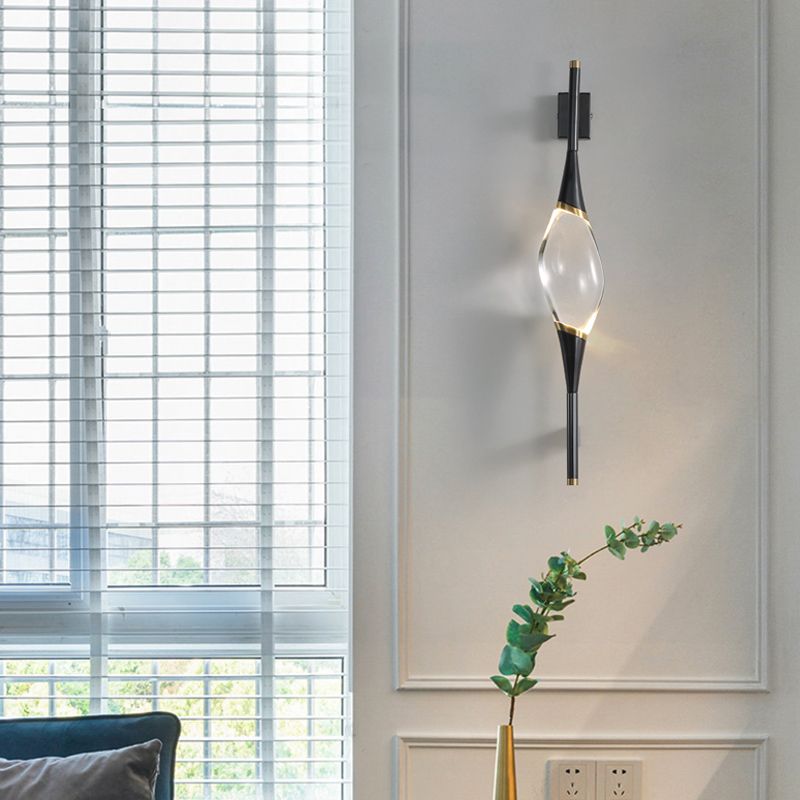 Modern Brass Wall Light Teardrop Shape Wall Sconce with Crystal for Living Room