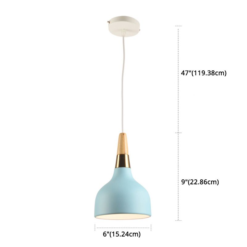 Wooden Top Down Lighting Pendant Nordic Style Metal Ceiling Pendant Lamp for Restaurant