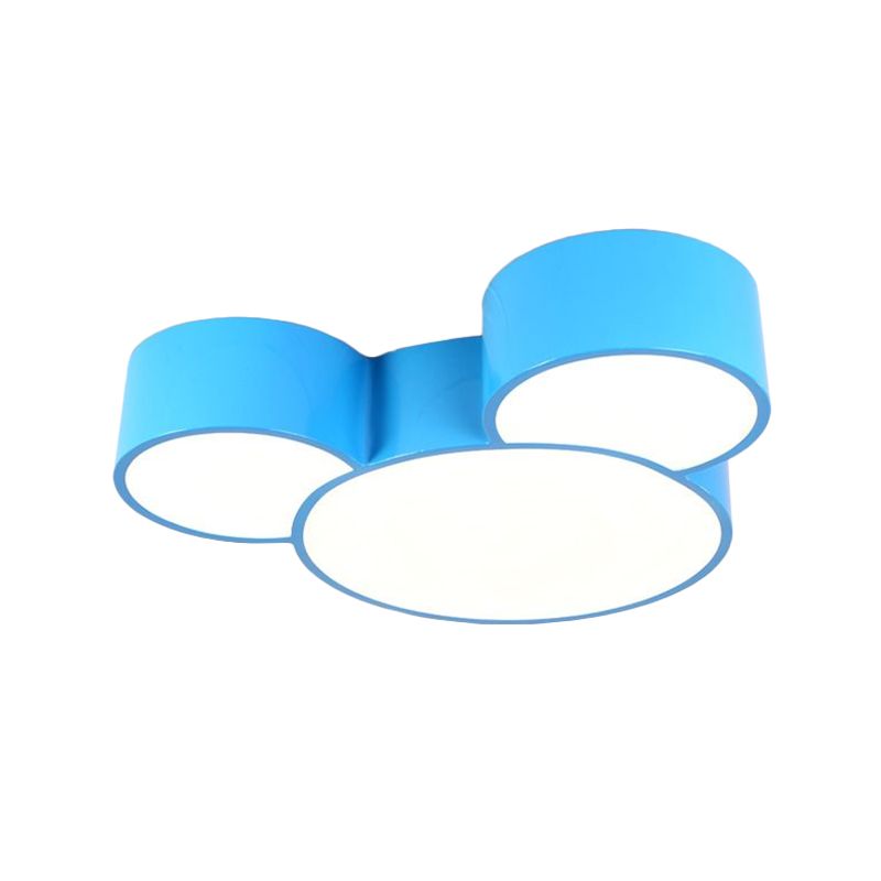 Acrylique Cartoon Souris Head Flush Mount Lamp Kids Red / Yellow / Blue LED Close to Ceiling Lighting Fixture