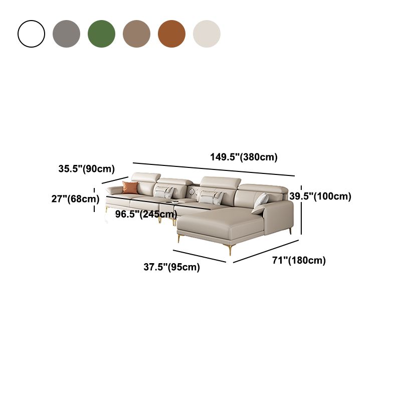 149.6"W √ó 70.87"D √ó 39.37"H Faux Leather Pillow Top Arm Sectionals with Wear-Resistant