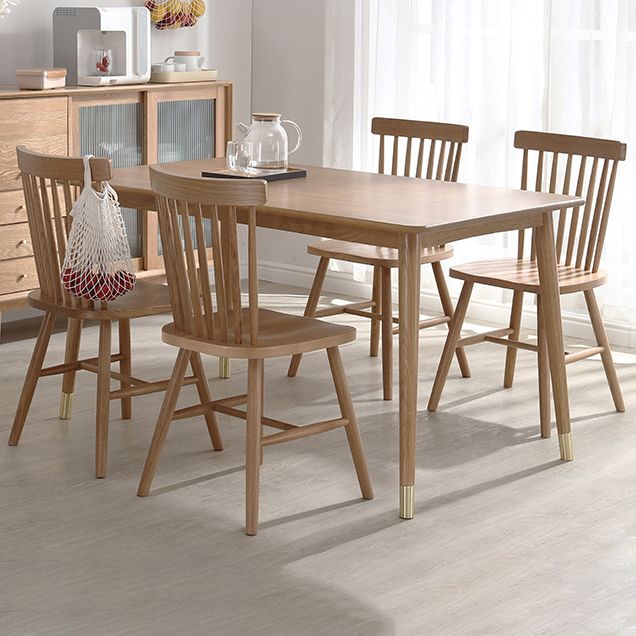 Minimalist Style Solid Wood Dining Set with Traditional Height Table and 4 Legs Base