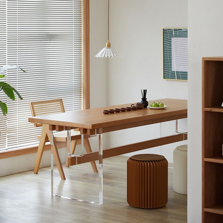 Modern Style Rectangle Dining Table Wood Table with Plastic Legs for Home