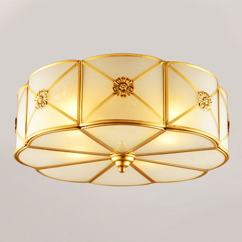 Glass Flower Ceiling Mounted Light Vintage-Style Ceiling Mounted Fixture