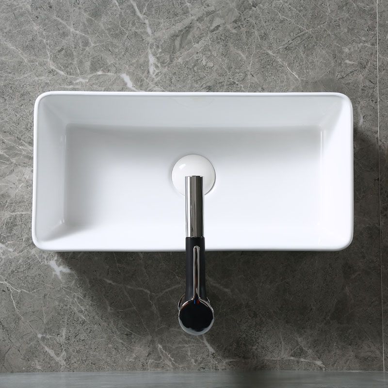 Modern Bathroom Sink Porcelain Rectangle Bathroom Sink in White(Not Including Faucet)