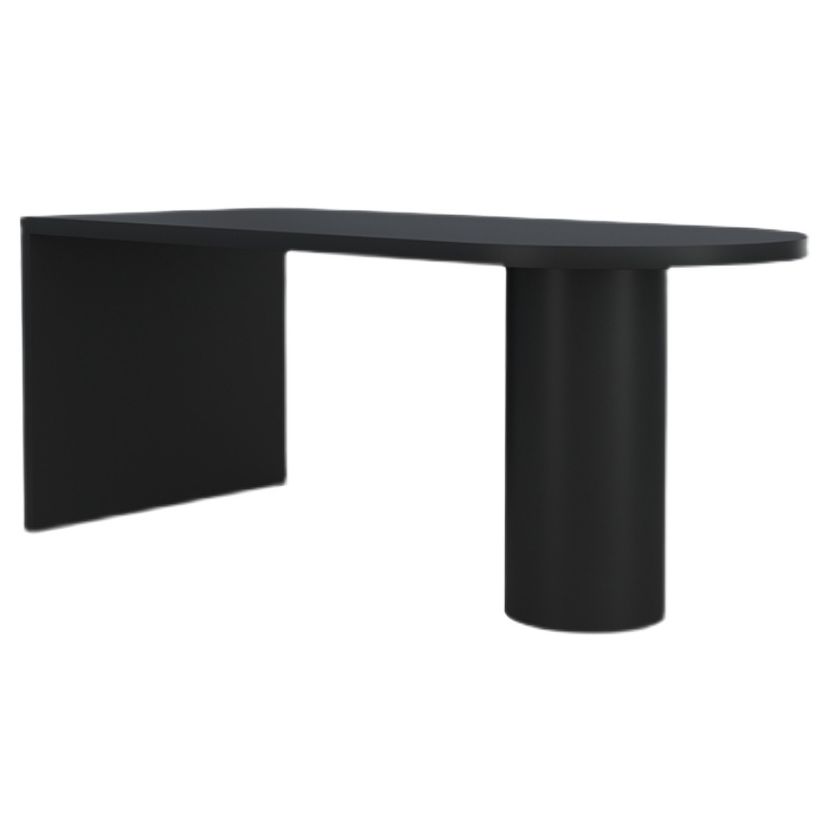 Minimalist Kitchen Irregular Shape Dining Table Solid Wood Dining Table with Double Pedestal Bases