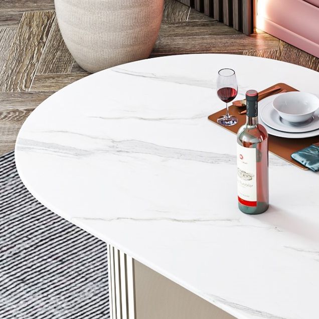 Traditional Luxury Dining Table Oval Sintered Stone Table for Home