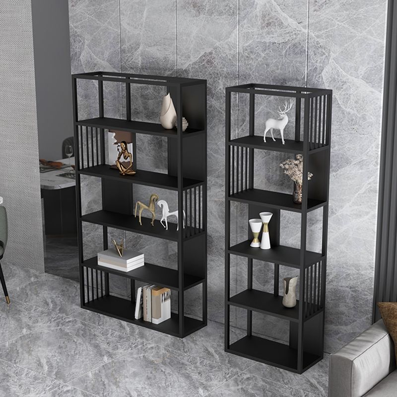 Industrial Metal Bookshelf Standard Black Open Back Bookcase with Shelves
