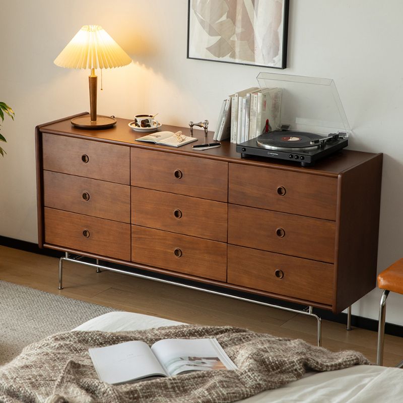 Minimalism Brown Accent Chest Rectangle Chest with Drawers for Living Room