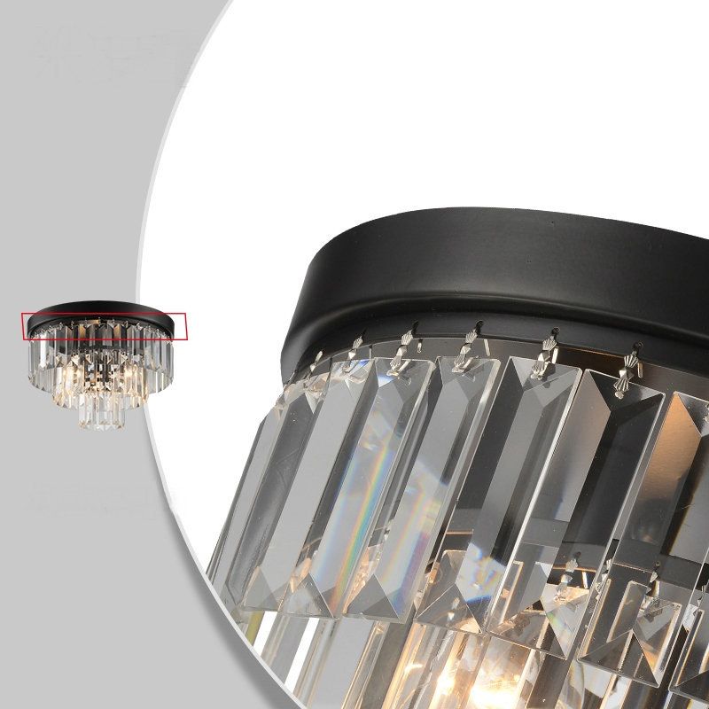 Ronde Flush Mount Licht Modern Minimalist 3-Tier Prismatic Crystal Slaapkamer Plafond Flush Mount