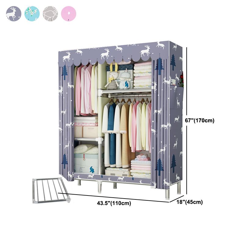 Steel Frame Wardrobe Armoire Contemporary Style Wardrobe Cabinet for Bedroom