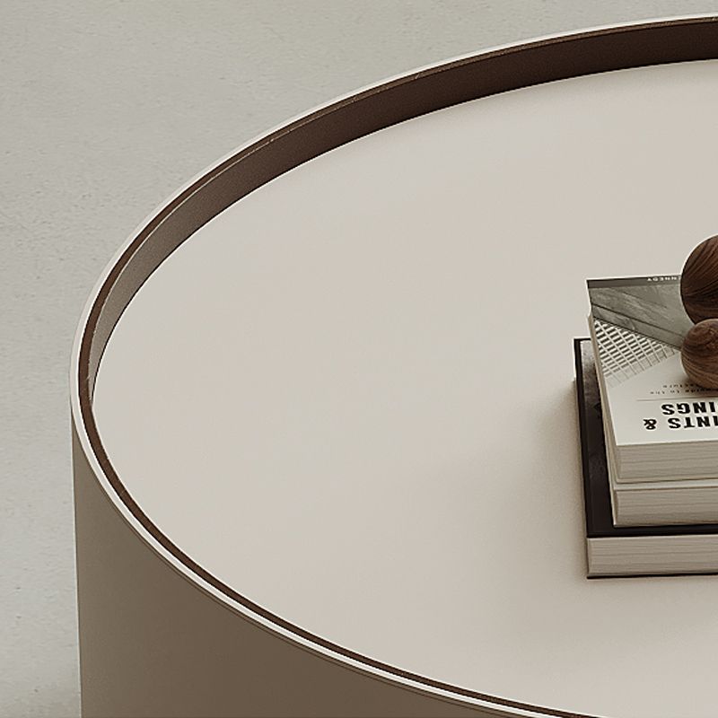 Contemporary Coffee Table Round Slate Drum Coffee Cocktail Table