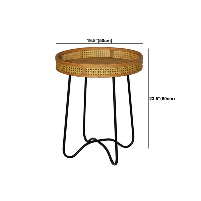 Scandinavian Style Sofa Side Accent Table Natural Round Side End Table
