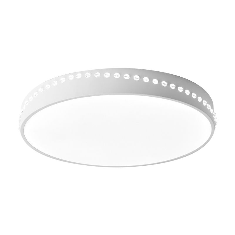 Drum Acrylic Ceiling Light Fixture Modern LED Black/White/Grey Flush Mount Lighting in Warm/White Light, 14"/18"/21.5" Dia