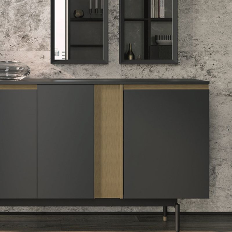 Standard Cabinet Metal and Solid Wood Accent Cabinet with Doors
