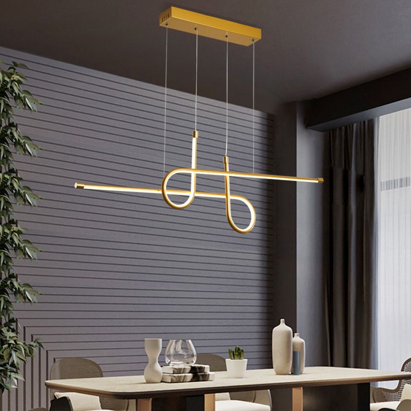 Modern Simplicity LED Island Light Linear 2-Light Pendant Light with Silicone Shade