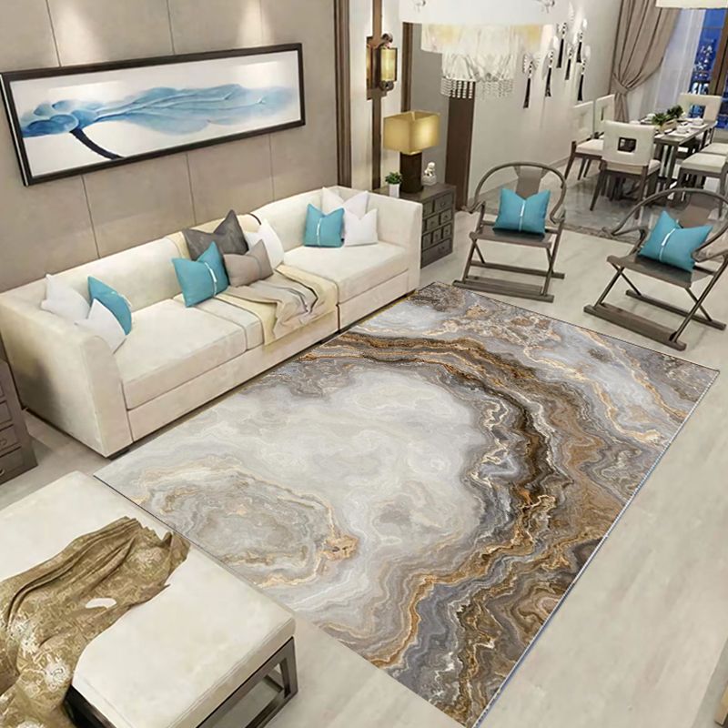 Multi-Color Trendy Rug Watercolor Printed Carpet Polyester Friendly Washable Rug for Living Room