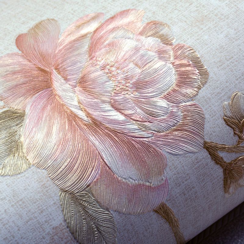 Rustic Peony Wallpaper Roll for Dining Room 57.1-sq ft Wall Decoration in Pastel Color