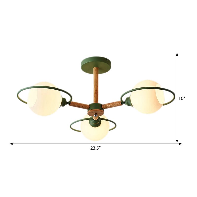 Simple Style Circle Hanging Pendant Fixture 3 Lights Iron Chandelier for Dining Room