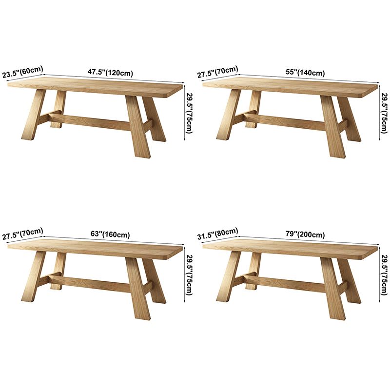 Mesa de comedor de caballete rectángulo colección de comedor de madera maciza para interiores