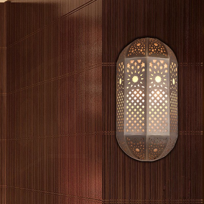 Half-Capsule Metallic Sconce Lighting Antiqued 2 Heads Corridor Flush Wall Mount Lamp in Brass