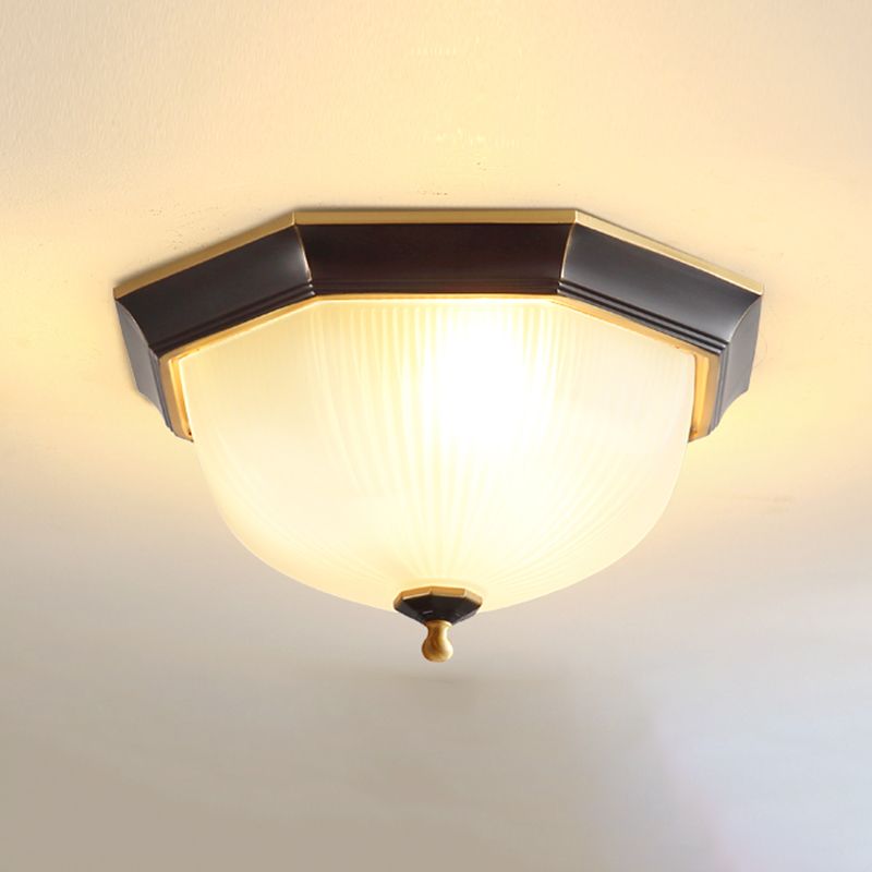 Glass Flush Mount Ceiling Light Brass Ceiling Lighting in Gold for Living Room Dining Room