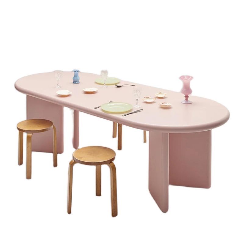 Double Pedestal Solid Wood Table Contemporary Style Dining Room Table for Home