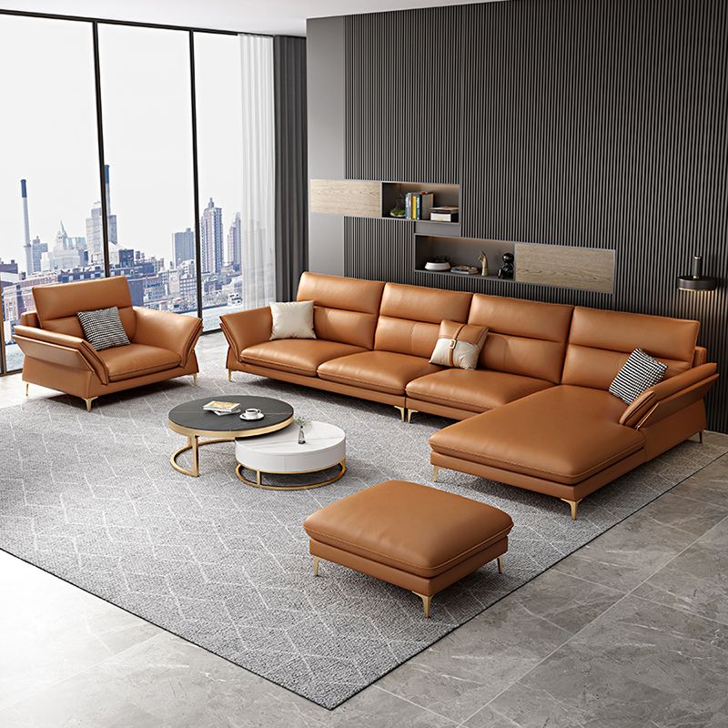 Modernism Sectional Sofa Flared Arm Cushion Back Sectional Sofa