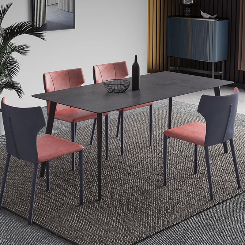 Sintered Stone Black Dining Table Industrial 4 Legs Table for Dining Room