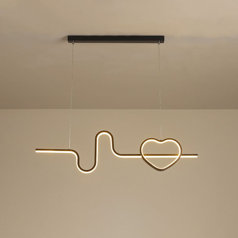 Cuore artistico e linea isola lampada in metallo sala da pranzo in metallo Luce a sospensione LED