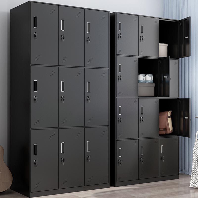 Steel Black Storage Cabinet with Hinged Door Contemporary Indoor Cabinet