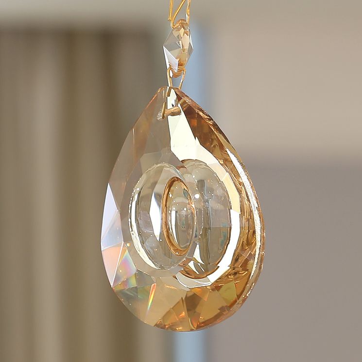 European Style Chandelier Metal Flower Shape Hanging Light with Crystal for Bedroom