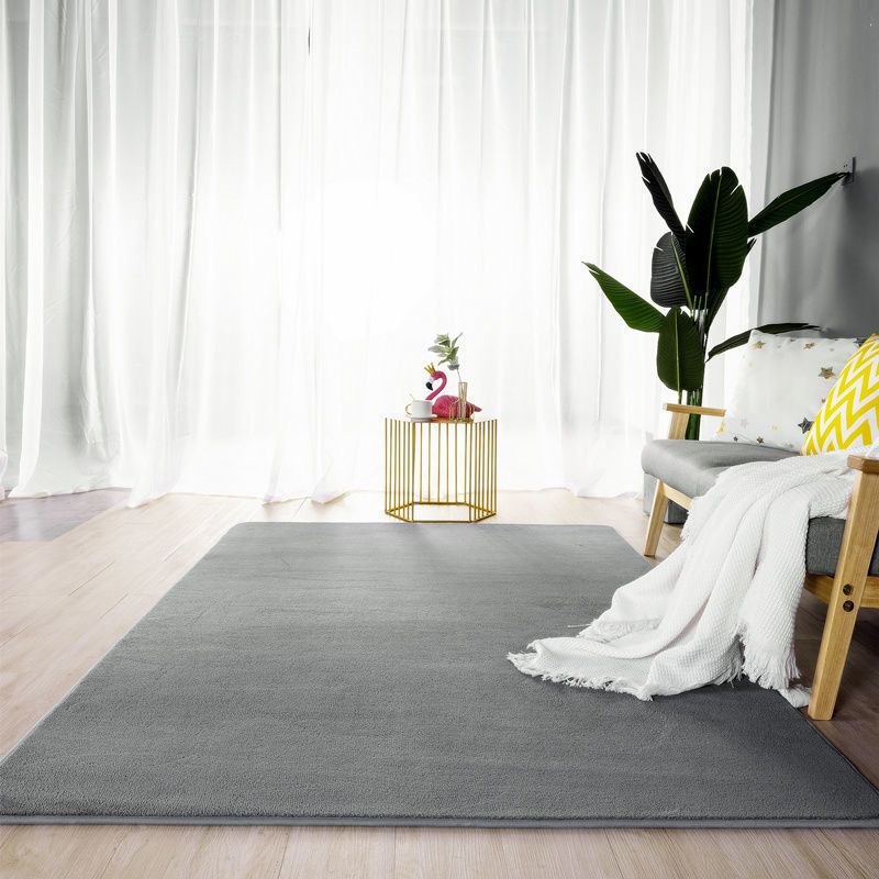 Casual Solid Color Area Rug Light Gray Polyester Indoor Carpet Anti-Split Rug for Home Decoration