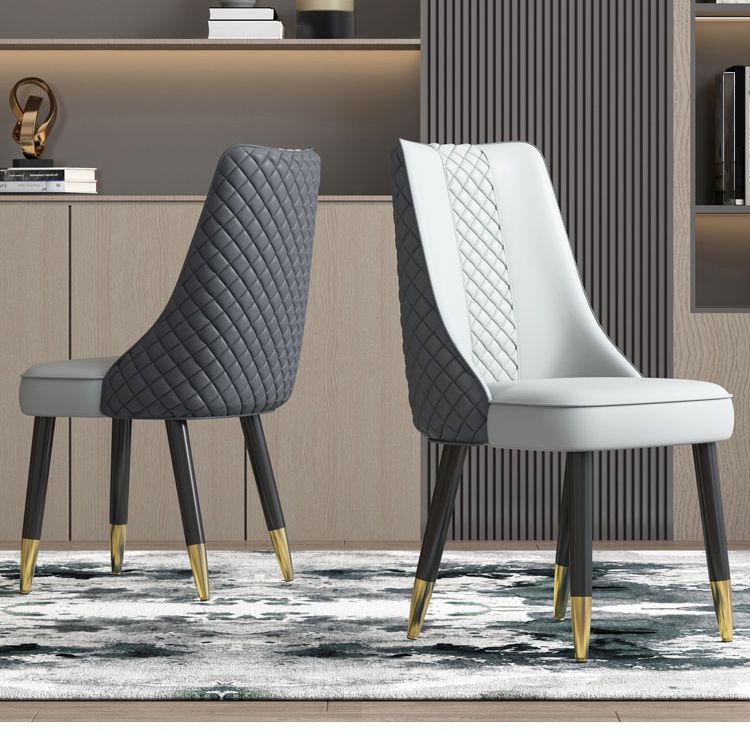 Industrial Style Dining Chairs Faux Leather Kitchen Chairs with Wood Legs