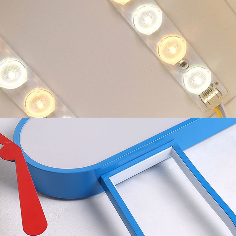 Plafonnier LED en forme d'avion à hélice, finition bleue en acrylique, luminaire décoratif d'intérieur, idéal pour une chambre de bébé