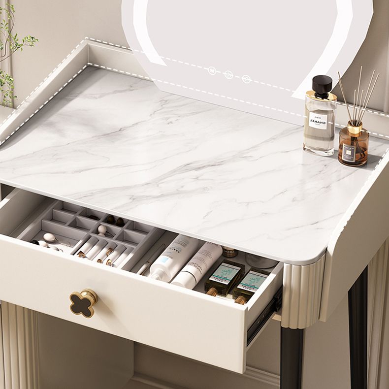 Modern Style Dressing Table Stone Top Vanity Set with Storage Drawers