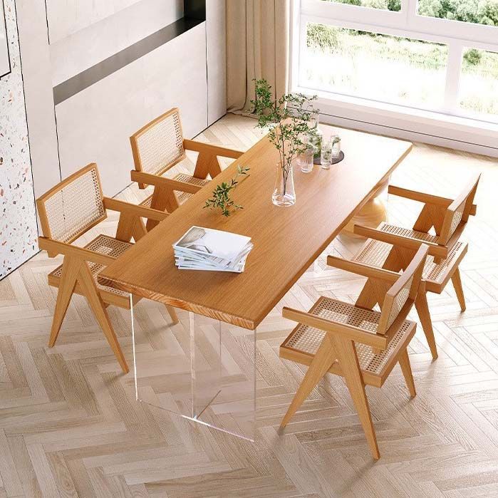 Industrial Double Pedestal Dining Table Pine Wood Table for Dining Room