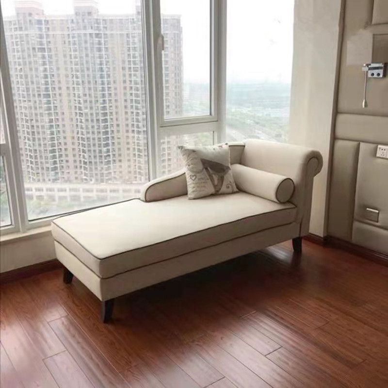 Living Room Rolled Arms Chaise Lounge Modern Chaise with Linen Upholster