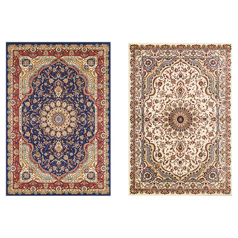 Luxury Floral Printed Rug Multicolor Polyester Area Carpet Non-Slip Backing Rug for Living Room