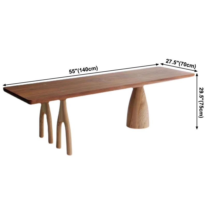 Rectangle Pine Solid Wood Table Modern Dining Table with 3 Legs for Restaurant