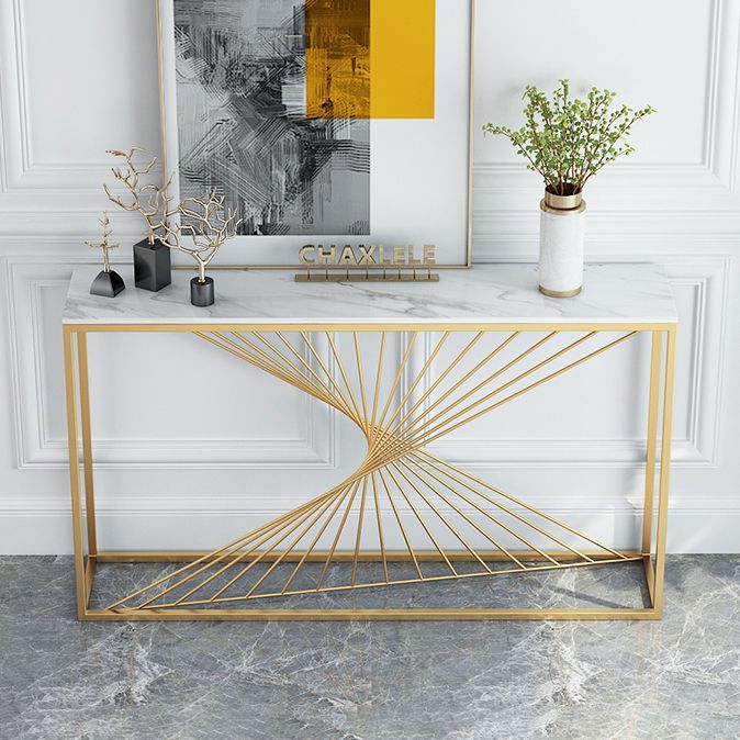 Stone Glam Accent Table 1-shelf 31.5" Tall Console Table for Hall