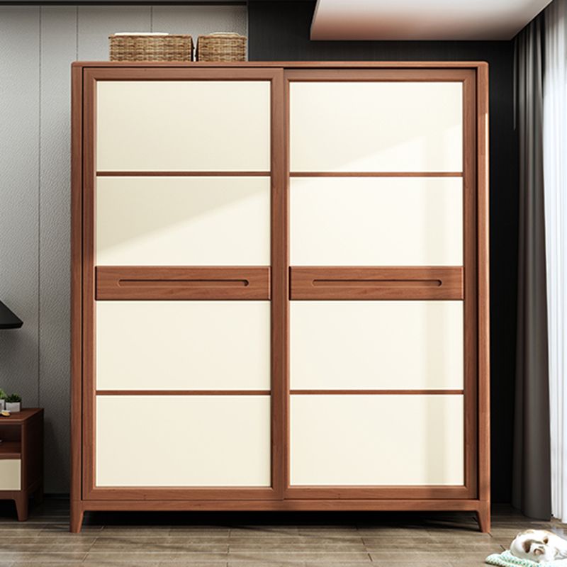 Modern Style Wardrobe Cabinet Wood Clothes Rail Wardrobe Armoire with Shelves