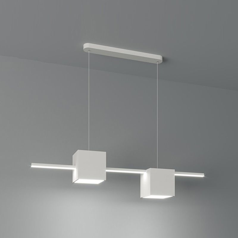 LED Island Light Modern White Island Hanging Light with Silica Gel Shade for Dining Room