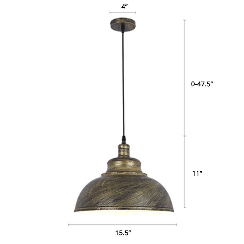 Bowl Shade Restaurant Hanging Lamp Factory Style Metal 1 Head Pendant Ceiling Light