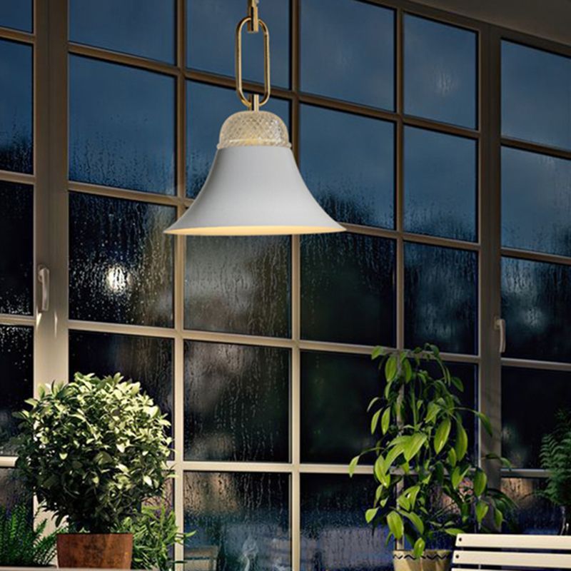 Bell Down Lighting Pendant Contemporary Metal 1 Light Dining Room Ceiling Light in White