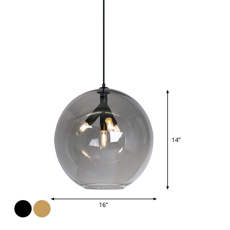 Zwart/gouden afwerking Globe hangende hangers triple head modern helder glas mini -kroonluchter