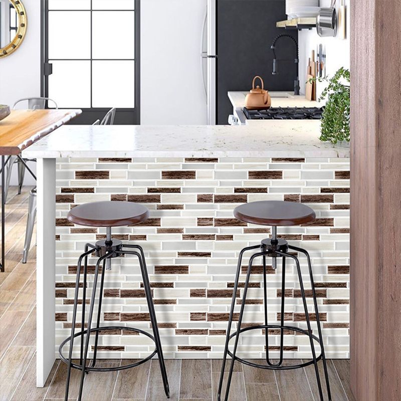 Brown Mosaic Tile Wallpapers Brick Look Farmhouse Easy Peel off Wall Covering for Home